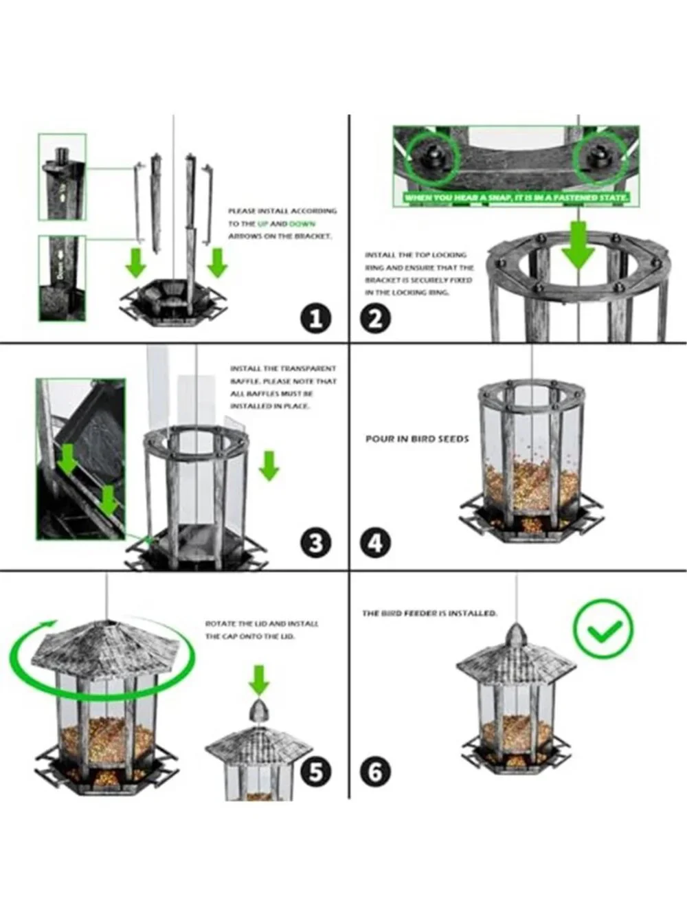 New 2 Pack Bird Feeders for Outdoor, Retro Pagoda Design Fun Installation